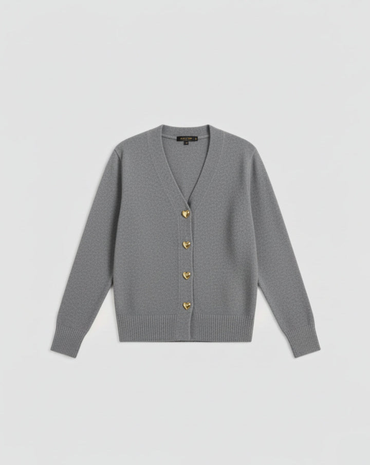 Cardigan in Lana con Bottoni a Cuore