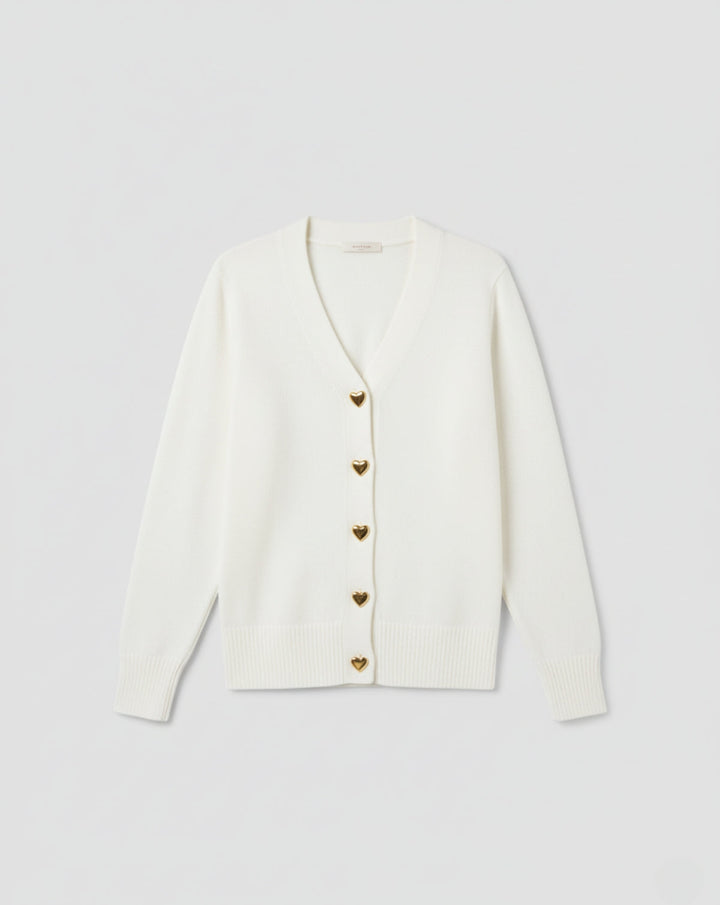 Cardigan in Lana con Bottoni a Cuore