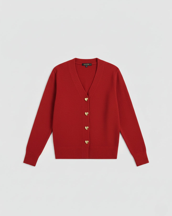 Cardigan in Lana con Bottoni a Cuore