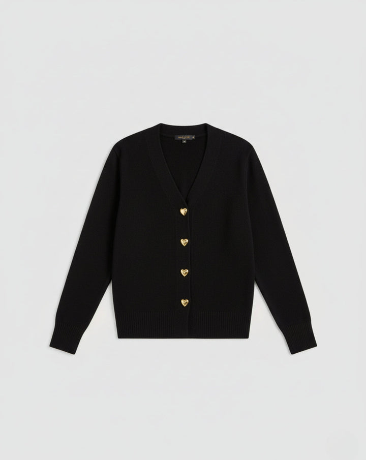 Cardigan in Lana con Bottoni a Cuore