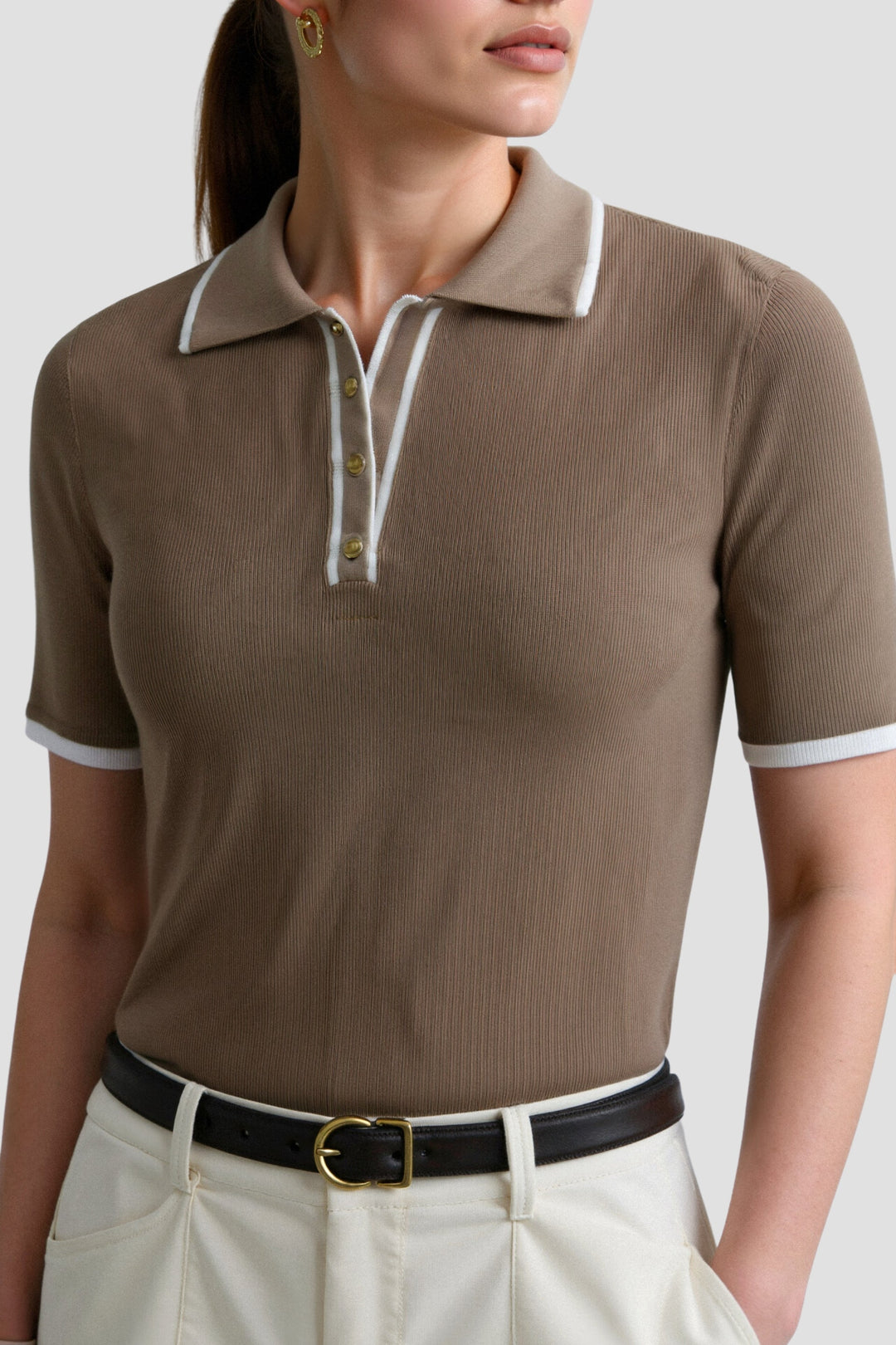 Vallini - Polo con bottoni con bordo elegante a contrasto