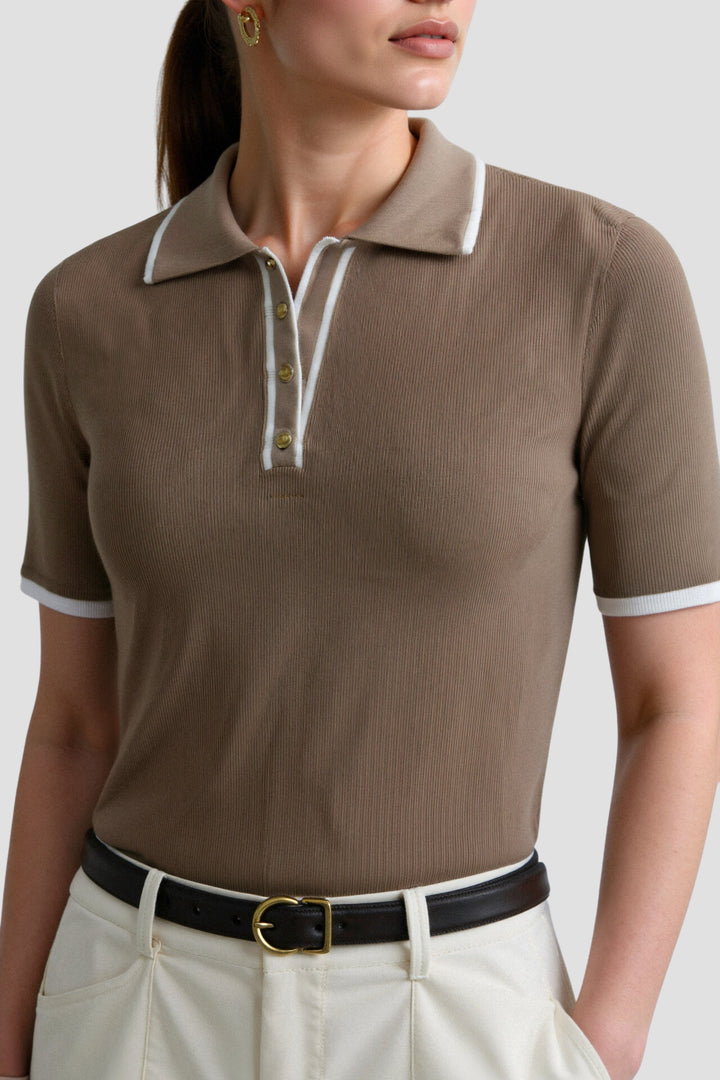 Vallini - Polo con bottoni con bordo elegante a contrasto