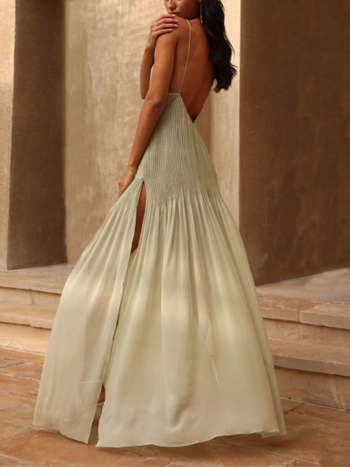 Adinari- Maxi bito patchwork plissettato con spacco Eleganza eterea