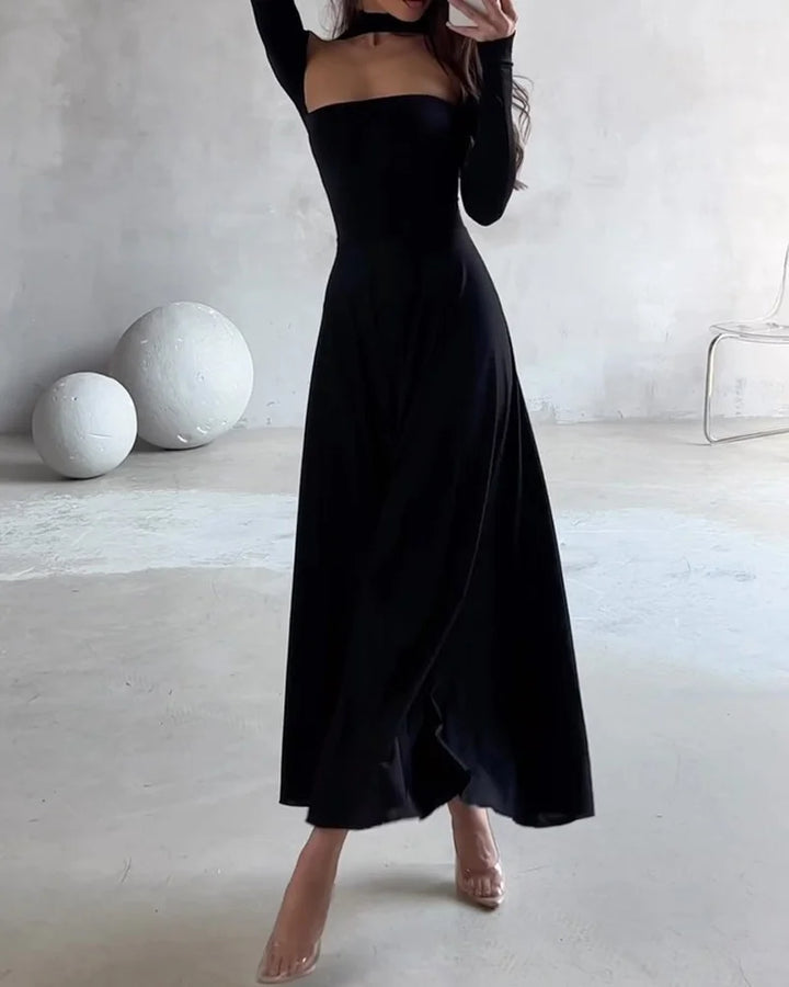 SY – Abito elegante a maniche lunghe tinta unita