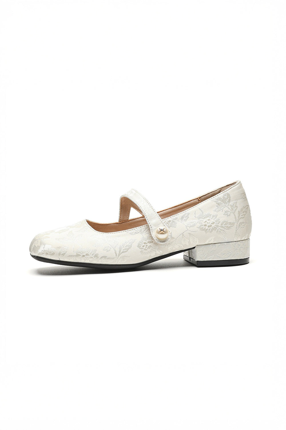 VEONA – Ballerine flat con finitura floreale in rilievo e cinturino con bottone