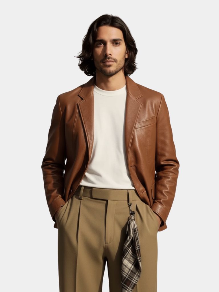 Enzo Vallini  Giacca  in Pelle Raffinata