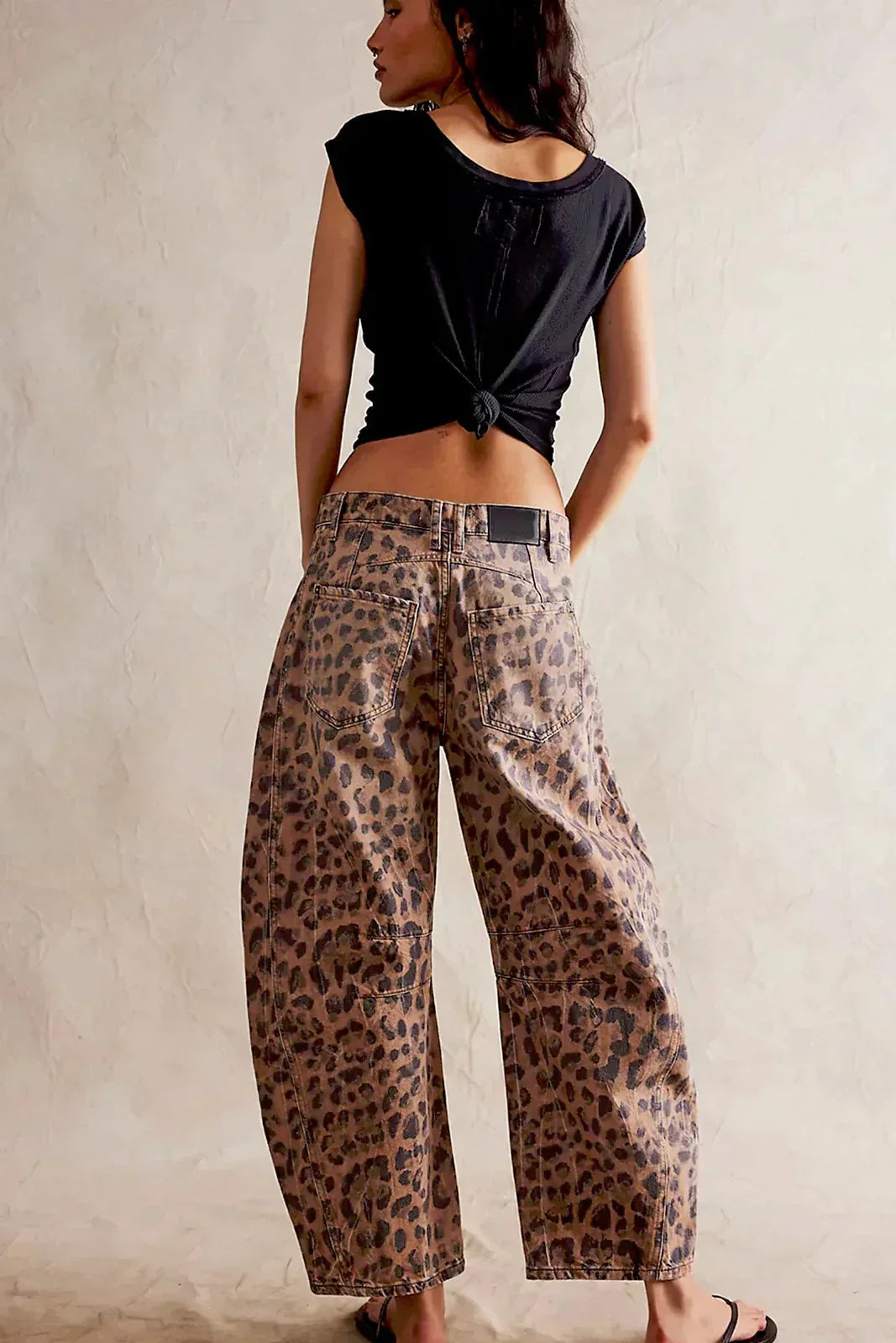 Jeans Barrel con stampa leopardo
