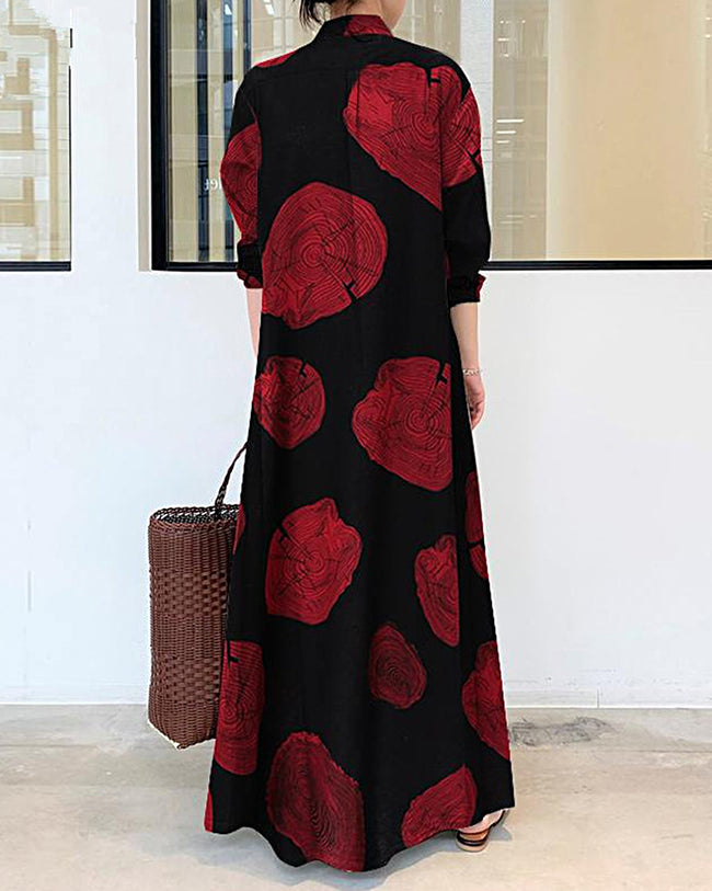 Giulia Vallini – Abito lungo casual in lino con maniche lunghe