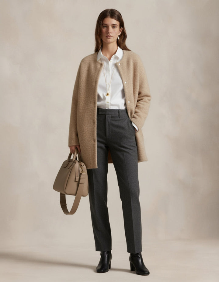 Vallini Milano – Cardigan in Lana senza Colletto