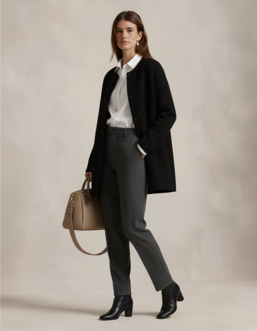 Vallini Milano – Cardigan in Lana senza Colletto