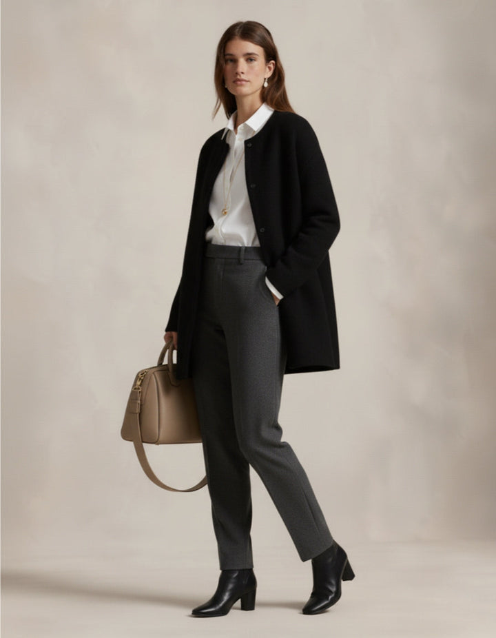 Vallini Milano – Cardigan in Lana senza Colletto