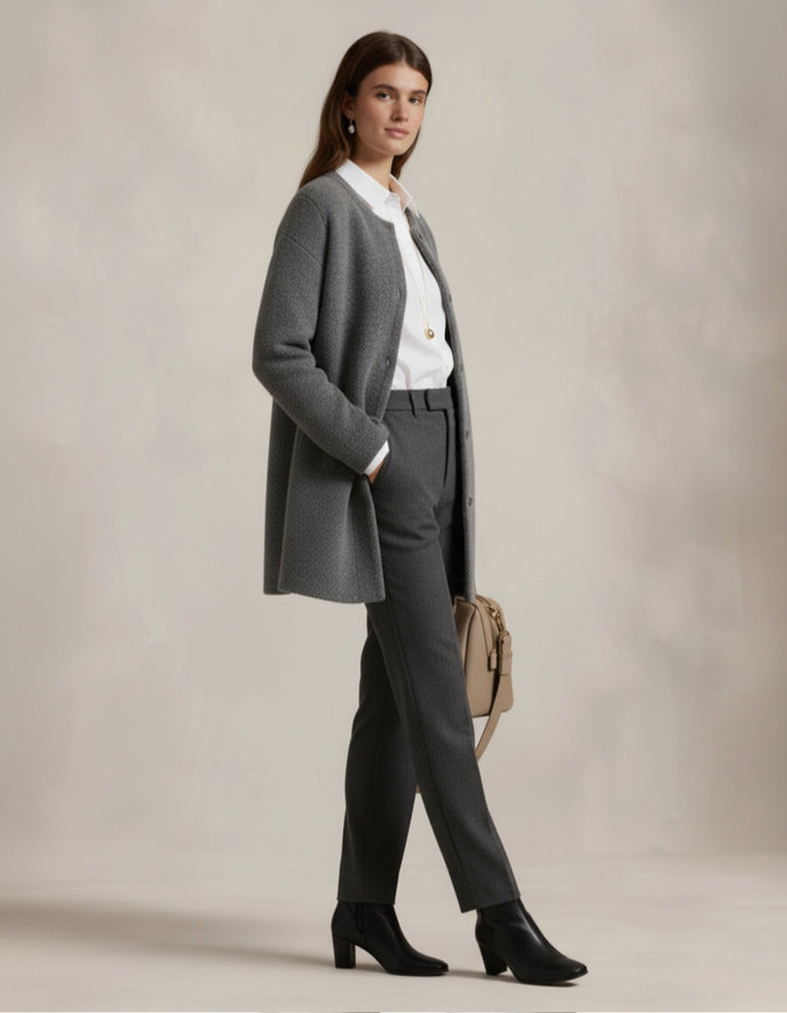 Vallini Milano – Cardigan in Lana senza Colletto