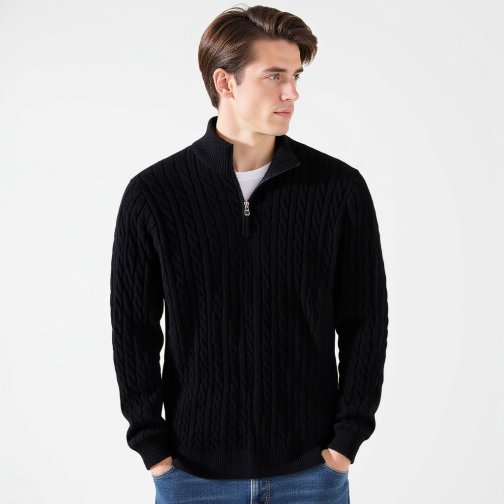 Enzo Vallini - Maglione a Treccia con Zip
