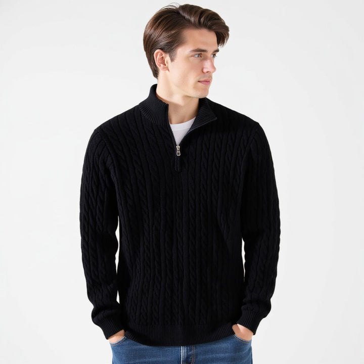 Enzo Vallini - Maglione a Treccia con Zip