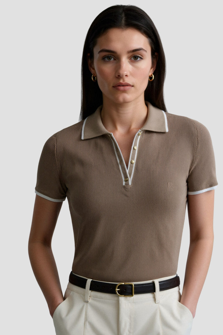 Vallini - Polo con bottoni con bordo elegante a contrasto