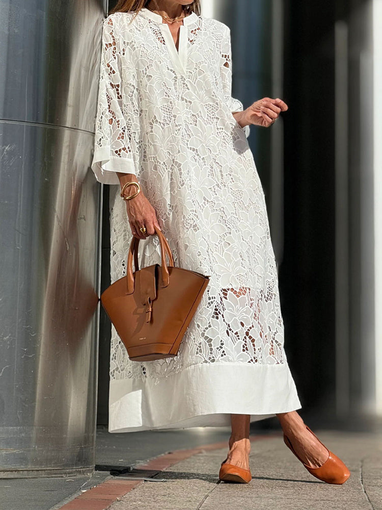 Alba™- Abito in pizzo moderno, fluido e raffinato