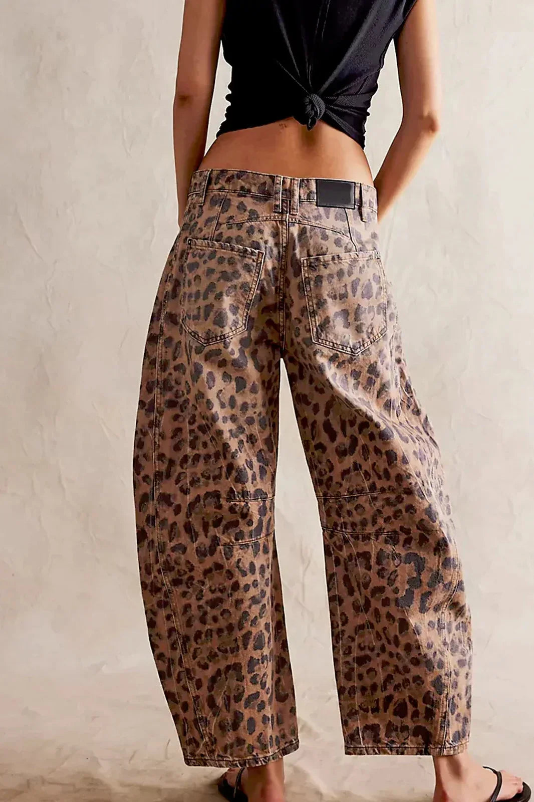 Jeans Barrel con stampa leopardo