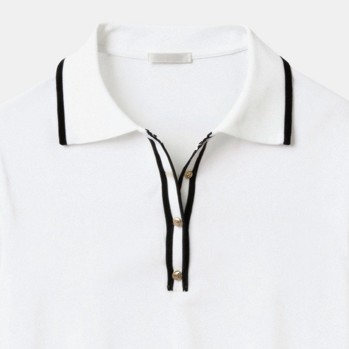 Vallini - Polo con bottoni con bordo elegante a contrasto