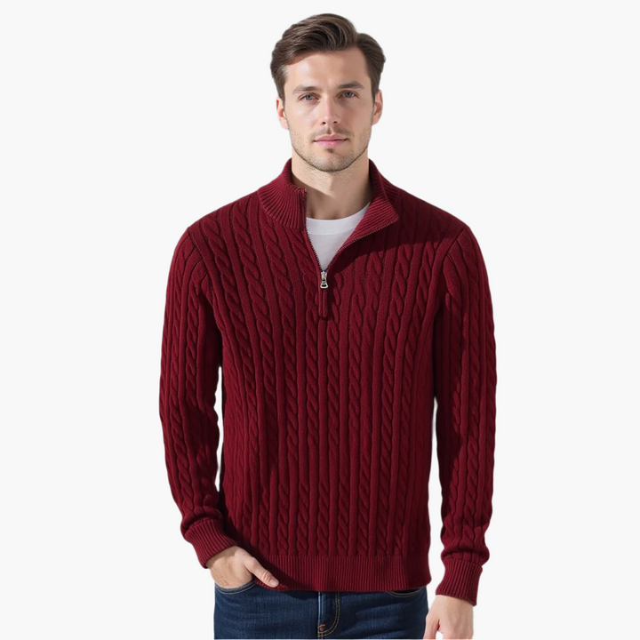 Enzo Vallini - Maglione a Treccia con Zip