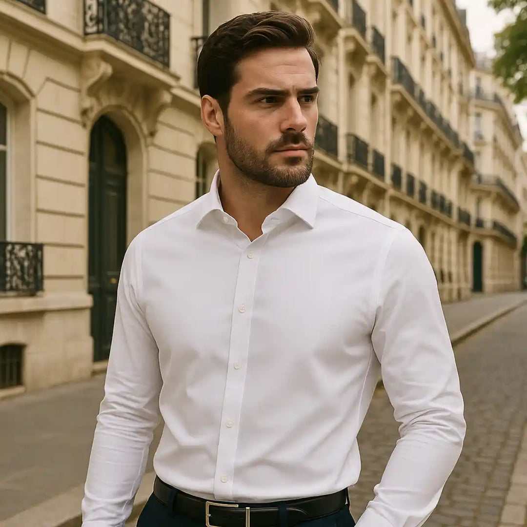 Enzo Vallini-Camicia a Taglio Aderente e Antipiega