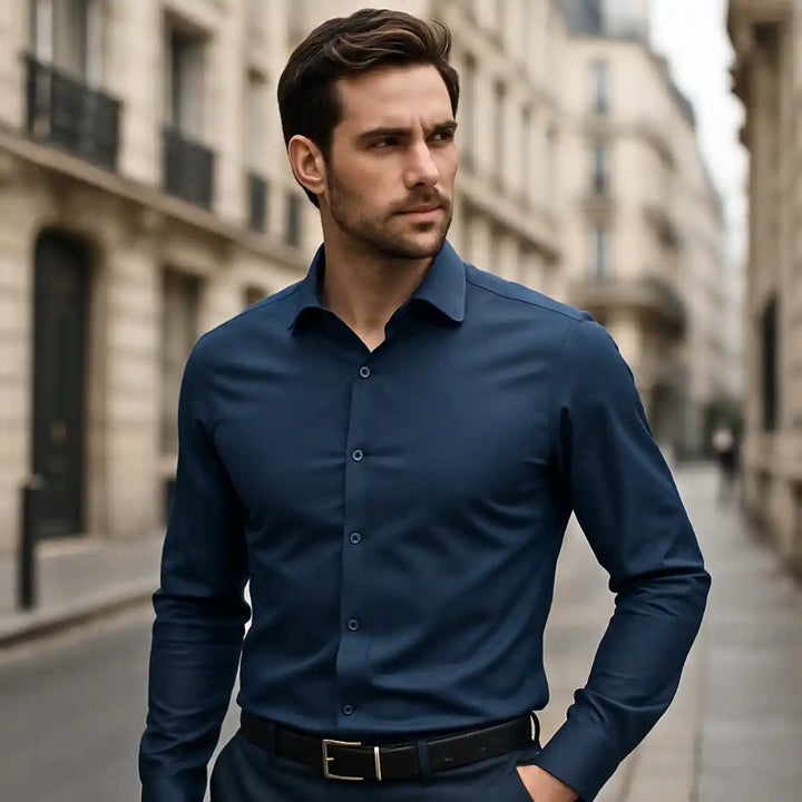 Enzo Vallini-Camicia a Taglio Aderente e Antipiega