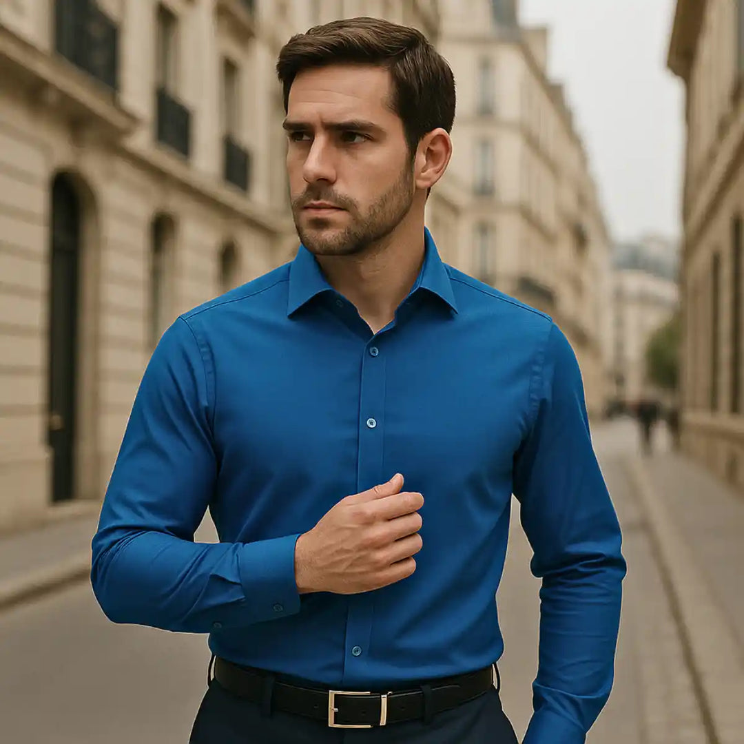 Enzo Vallini-Camicia a Taglio Aderente e Antipiega