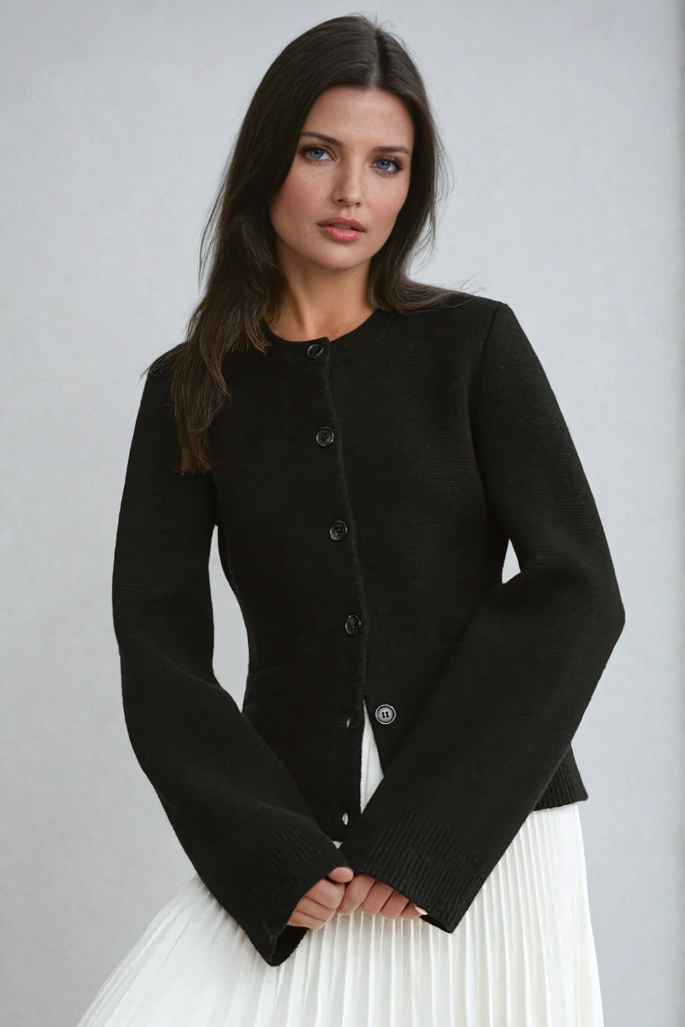 Dolcezza-Maglione con bottoni e dettagli a coste