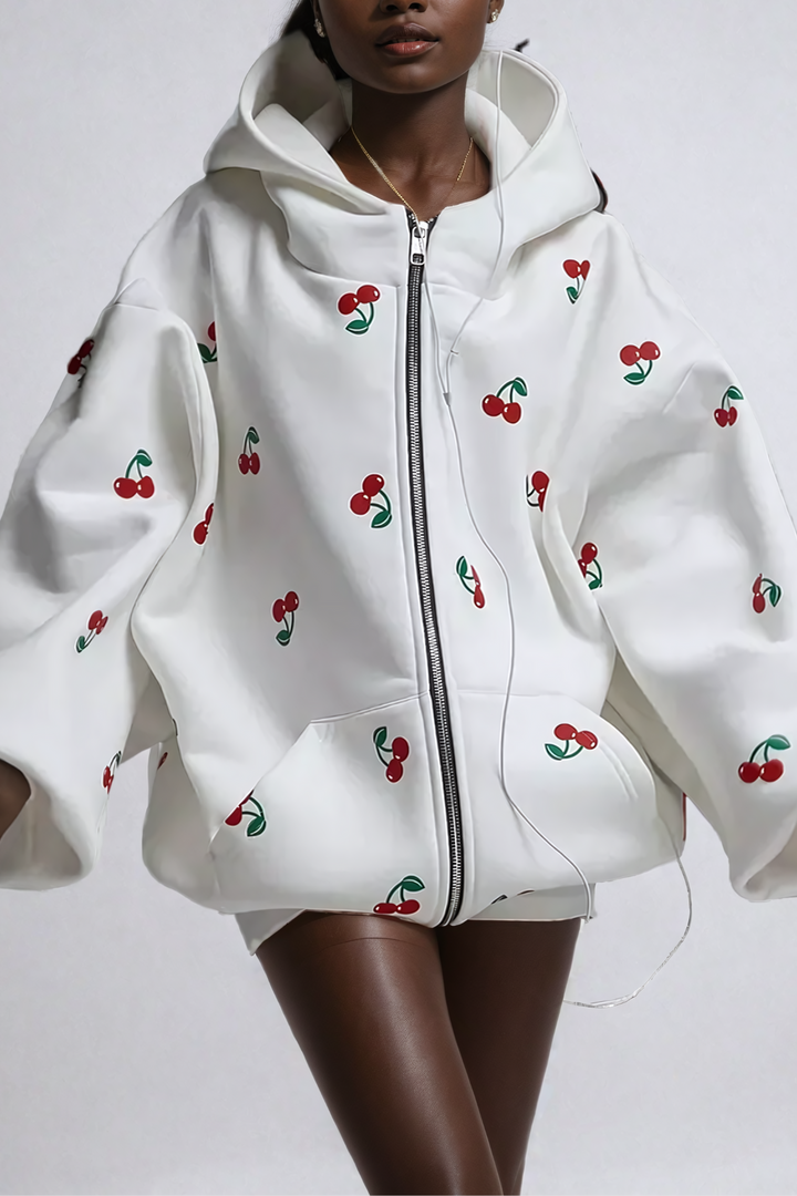 CherryPop – Felpa con cappuccio stampata a maniche lunghe