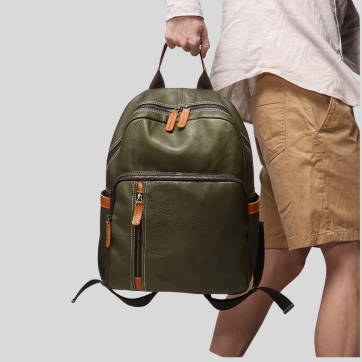 Vallini® Zaino da viaggio retrò in vera pelle