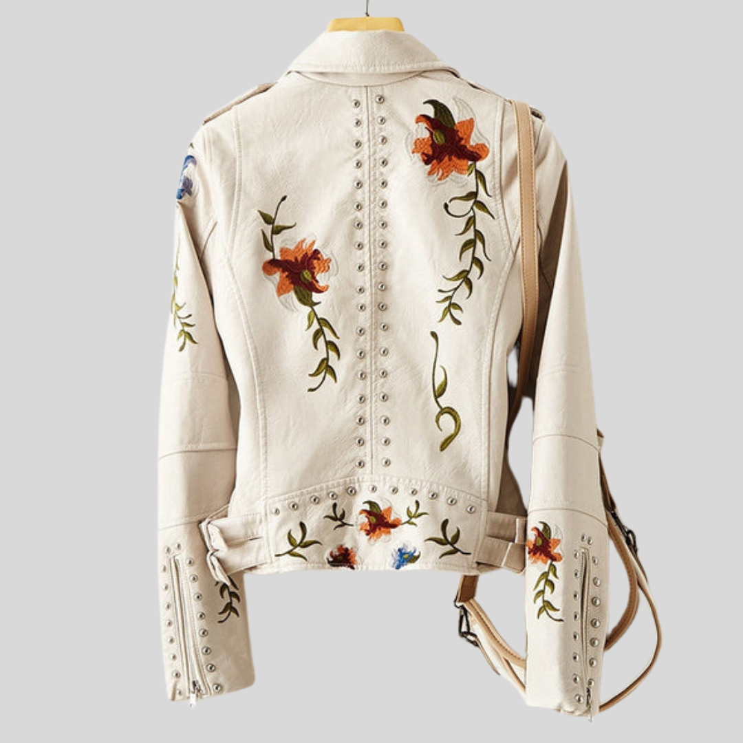 GIACCA IN PELLE EMILIA-CALOU CON RICAMO FLOREALE RÉTRO