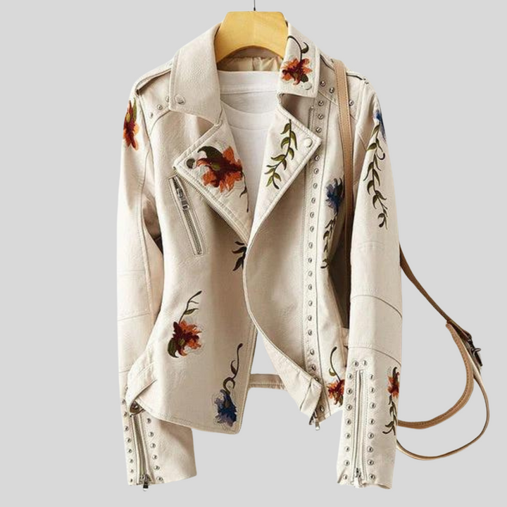 GIACCA IN PELLE EMILIA-CALOU CON RICAMO FLOREALE RÉTRO