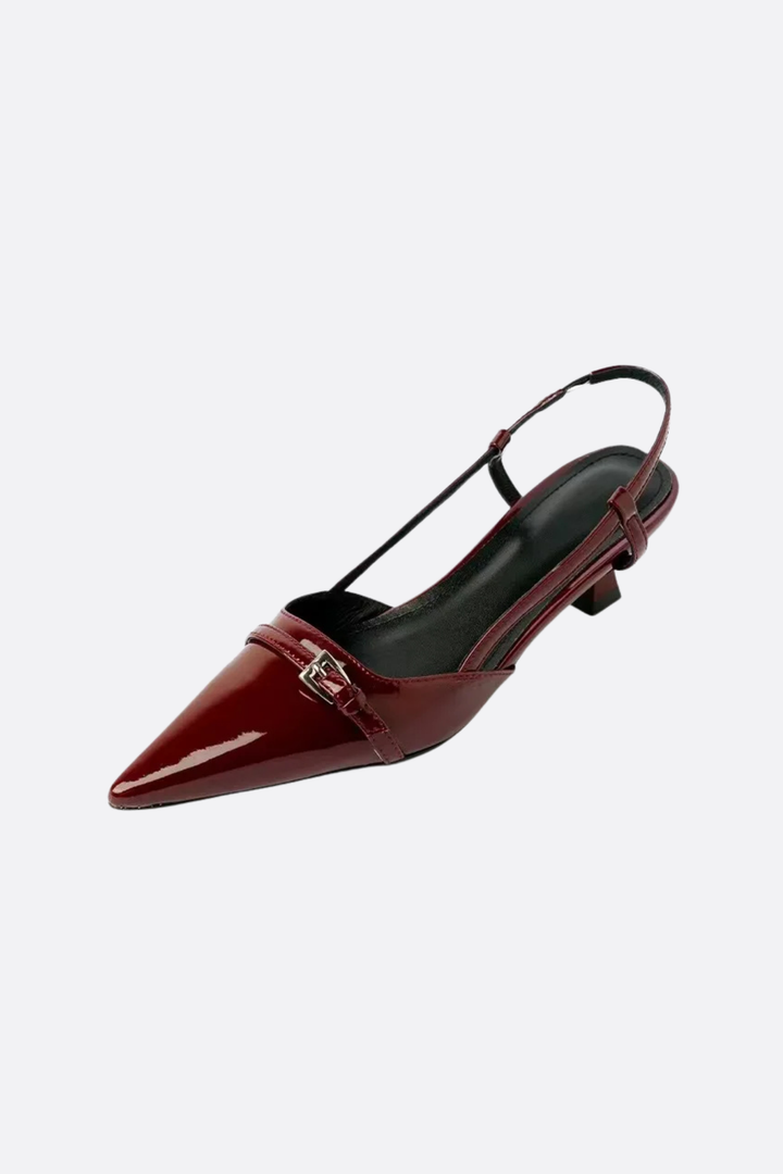 Amalfi Curve – Slingback verniciata con tacco basso