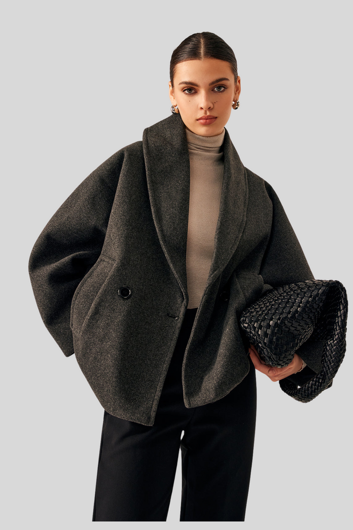 Cappotto in lana con tasche in tweed