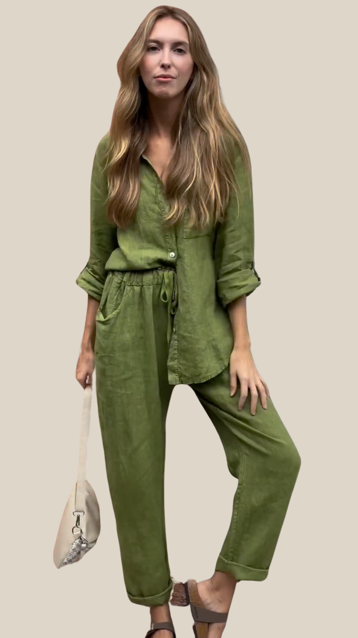 Chiara- Set di camicia e pantaloni in lino