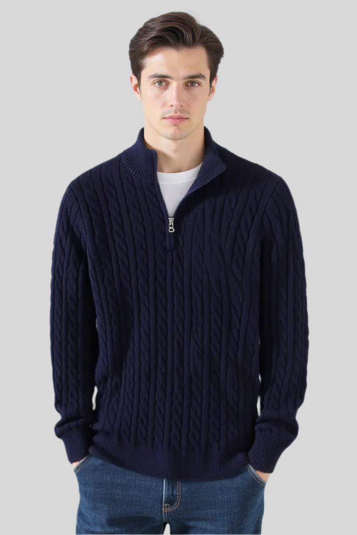 Enzo Vallini - Maglione a Treccia con Zip