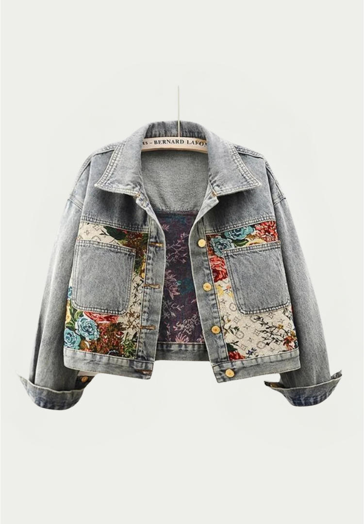 Sofia Amoretti Giacca in Denim Floreale Retrò