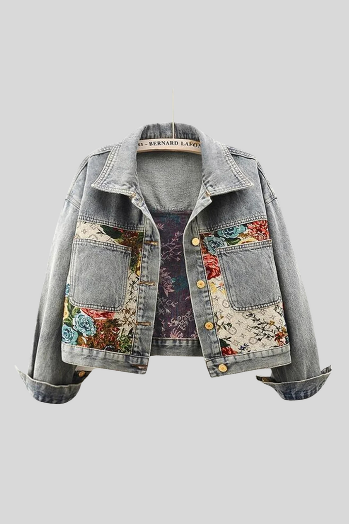Sofia Amoretti Giacca in Denim Floreale Retrò