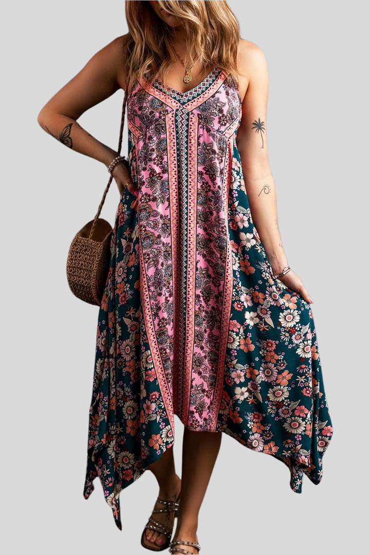 Allegra-Abito Bohémien con Motivo Patchwork