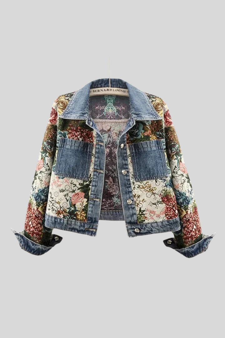 Sofia Amoretti Giacca in Denim Floreale Retrò