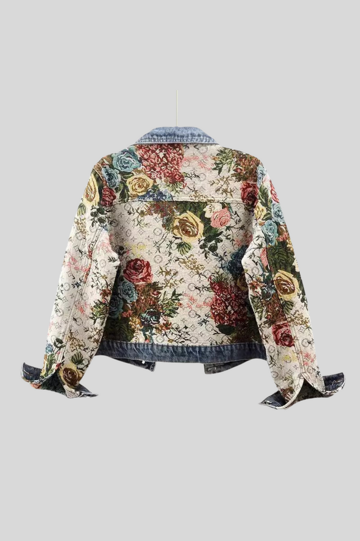 Sofia Amoretti Giacca in Denim Floreale Retrò