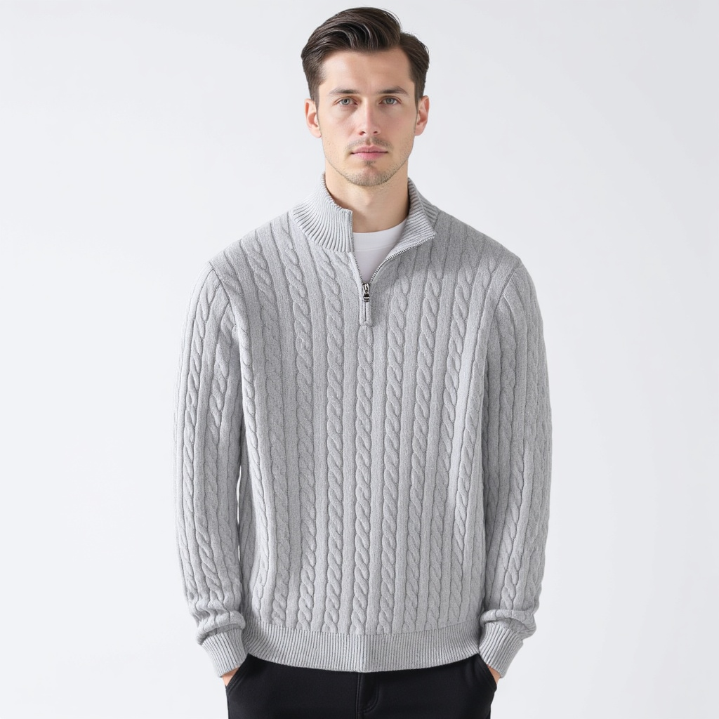 Enzo Vallini - Maglione a Treccia con Zip