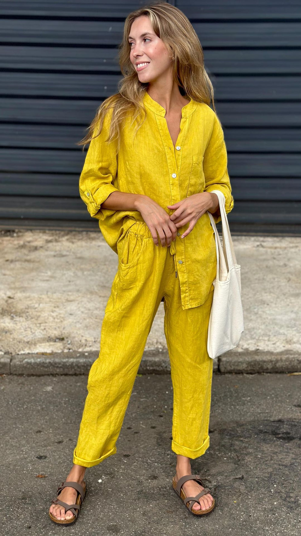 Chiara- Set di camicia e pantaloni in lino - BOZZI MILANO