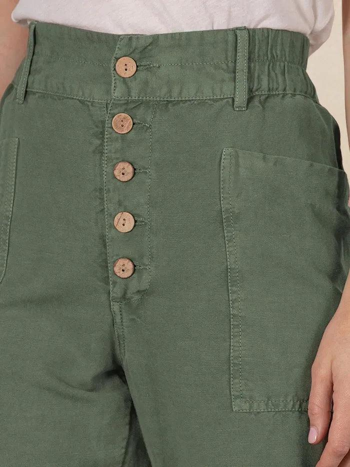 Calira™ Pantaloni casual estivi in lino con chiusura a bottone
