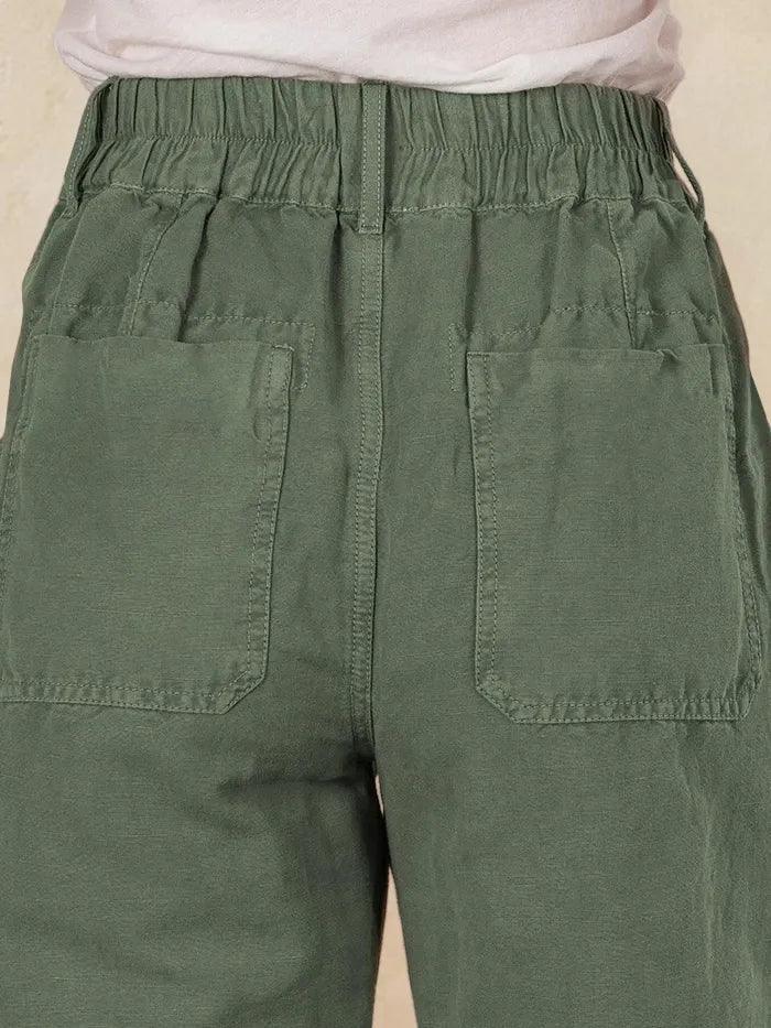 Calira™ Pantaloni casual estivi in lino con chiusura a bottone