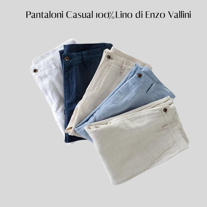 Pantaloni Casual 100% Lino di Enzo Vallini