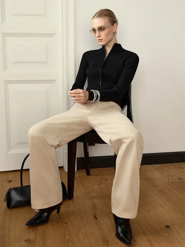 Livia – Cardigan Zip Doppiato in Cotone