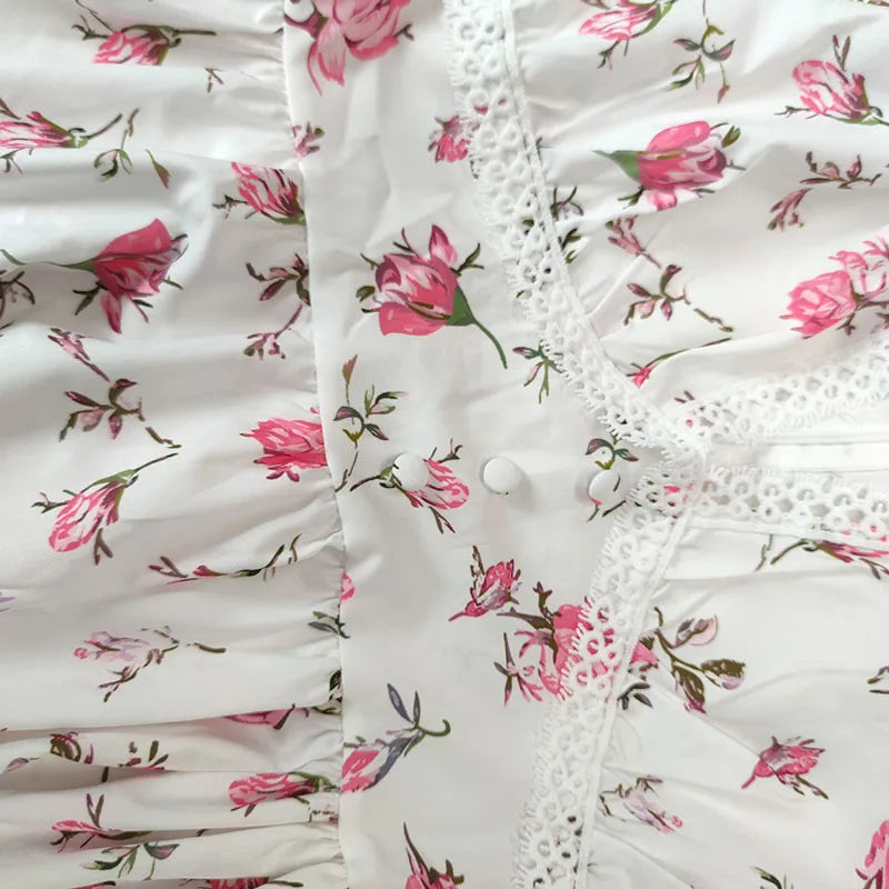 Dina - Abito elegante e morbido con stampa floreale e scollo a V
