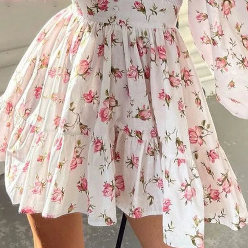 Dina - Abito elegante e morbido con stampa floreale e scollo a V