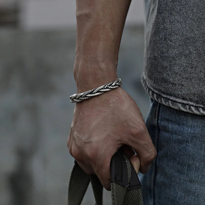 Titan Craft-Bracciale rigido intrecciato in argento sterling