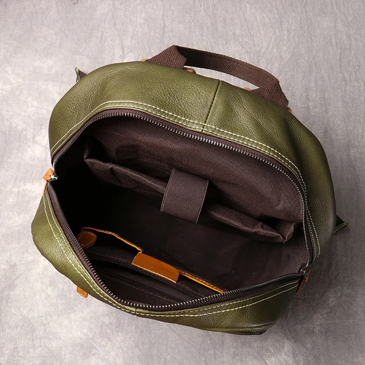 Vallini® Zaino da viaggio retrò in vera pelle